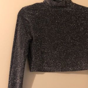Sparkle turtleneck crop top